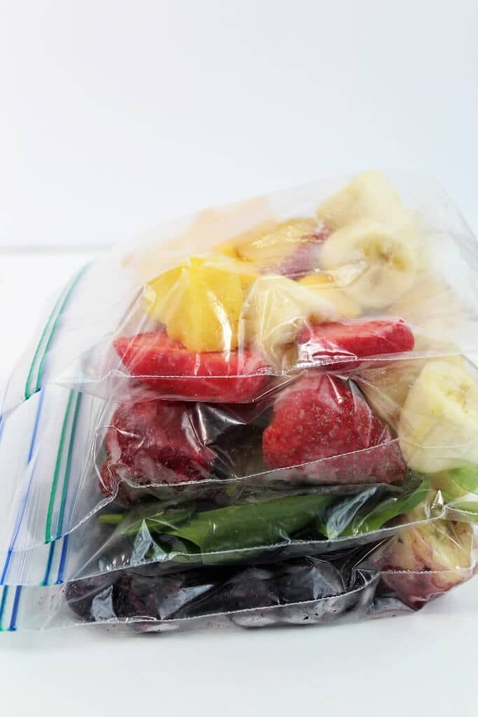 For freezer bags filled with fruit to use in a blender for a make ahead smoothie. 