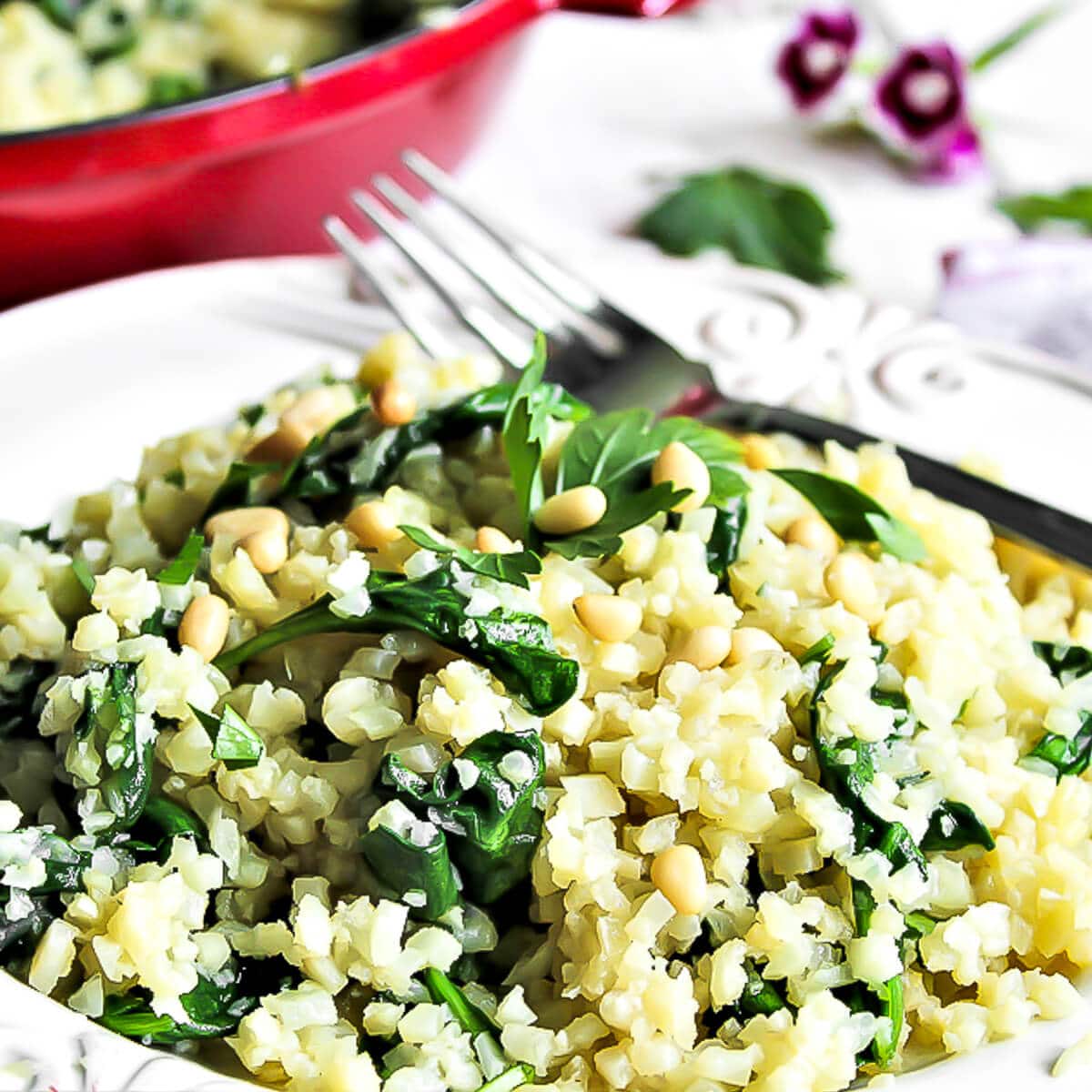 Vegan Cauliflower Risotto with Spinach The Hidden Veggies