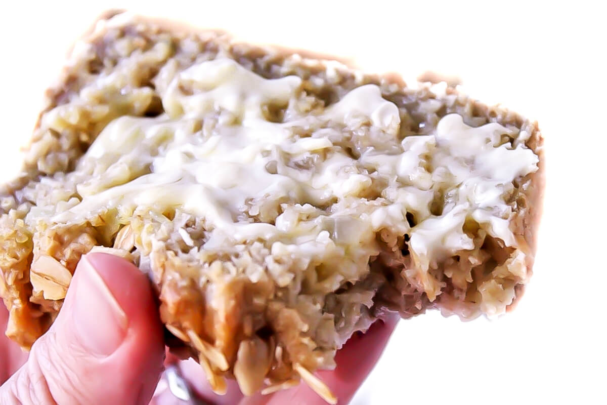 A slice of beer bread with vegan butter on it.