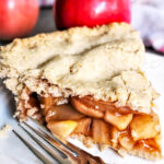 A slice of gluten free vegan apple pie.