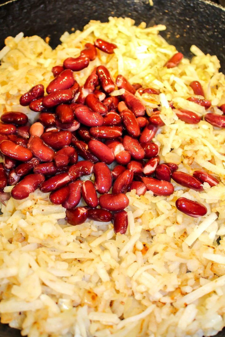 Kidney beans added to the vegan hash.