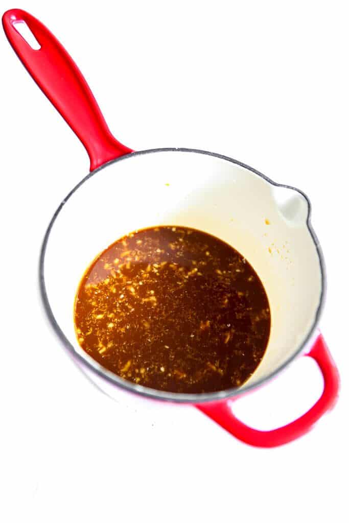 The homemade gluten-free teriyaki sauce before cooking.
