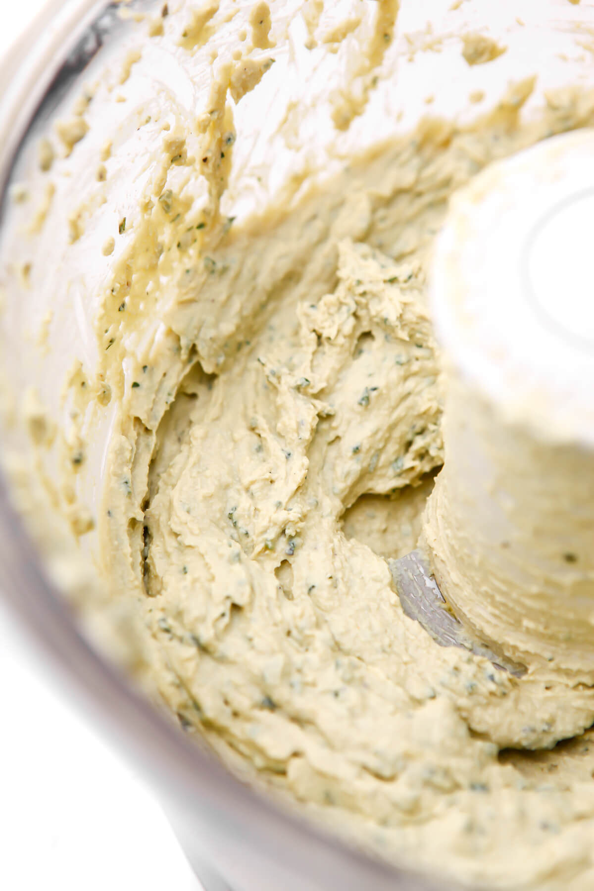 Vegan ricotta cheese made with tofu blended in a food processor.