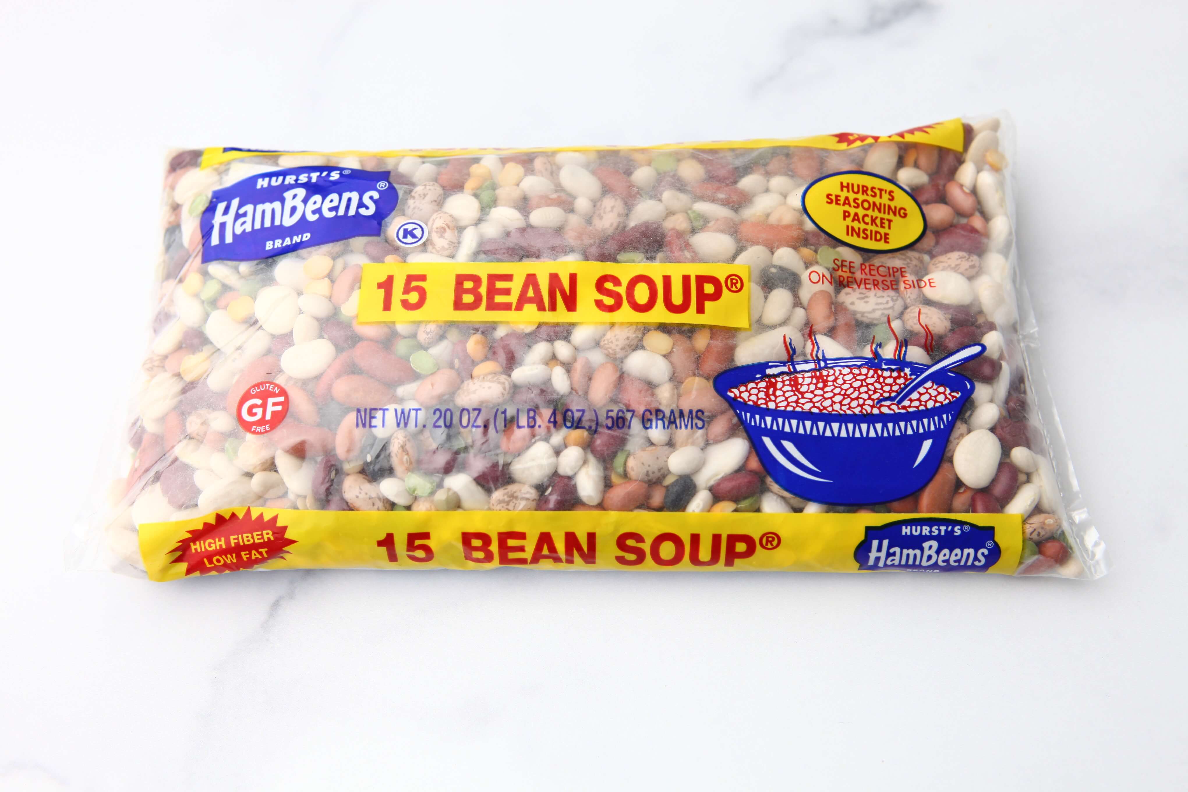 A bag of 15 bean soup dried beans.