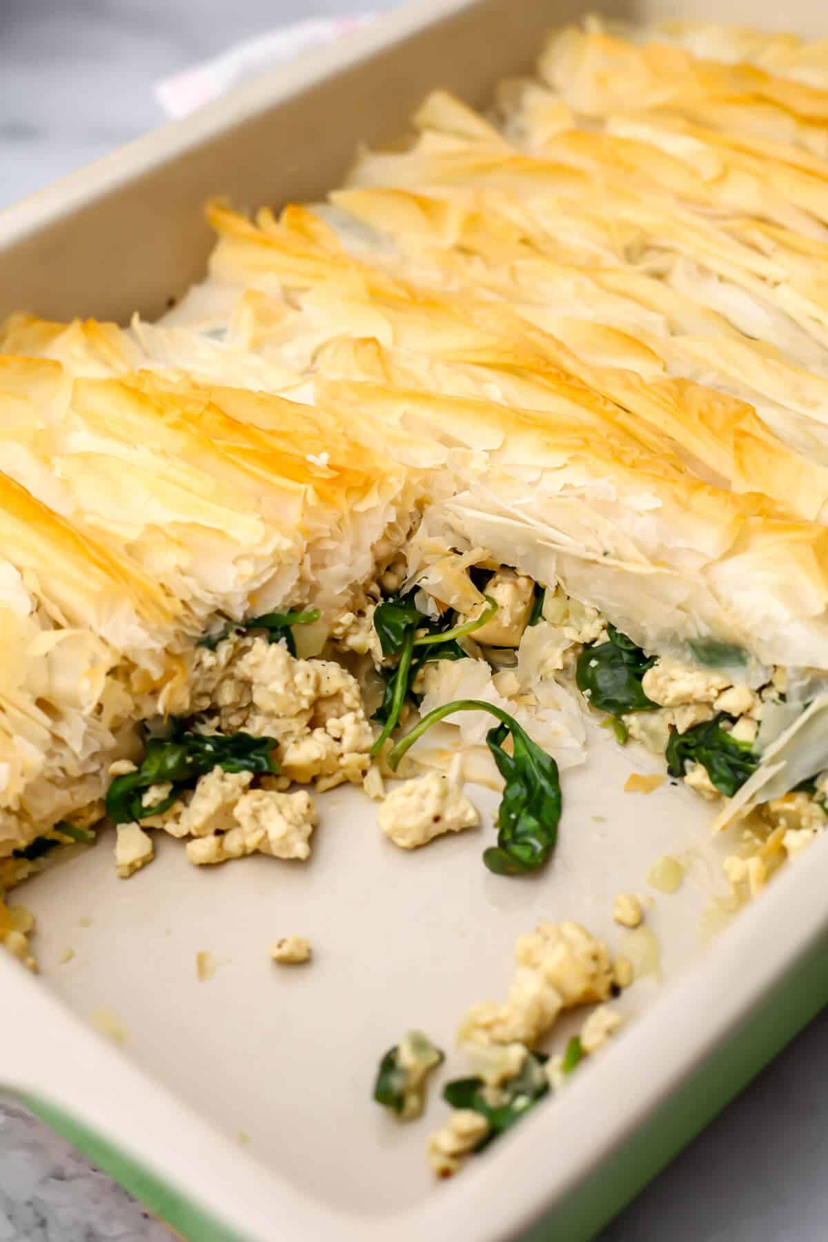 If using filo - bake at 375° F (190° C) for 15 minutes.  If using puff pastry - bake at 400° F (204° C) for 25 minutes until it puffs up and turns golden brown. 