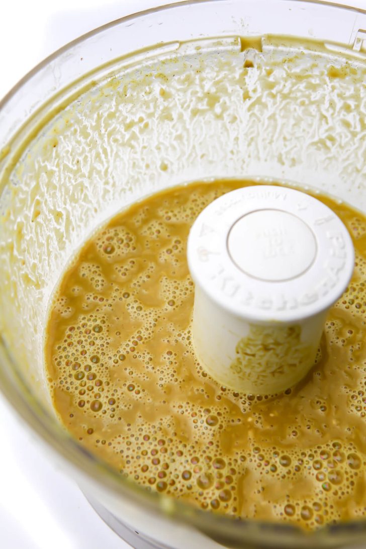 Chickpeas and vegan broth blended to make the base for vegan turkey.