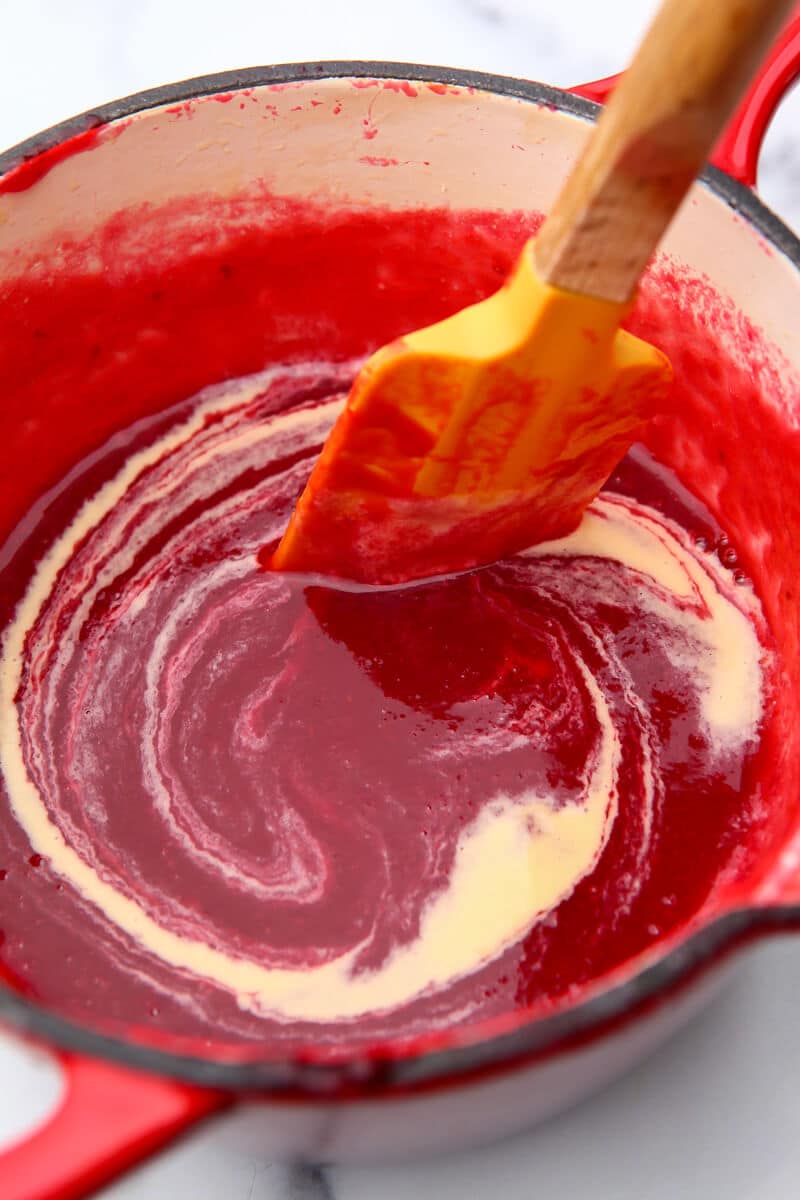 Cranberry sauce with cornstarch mixed in to thicken.