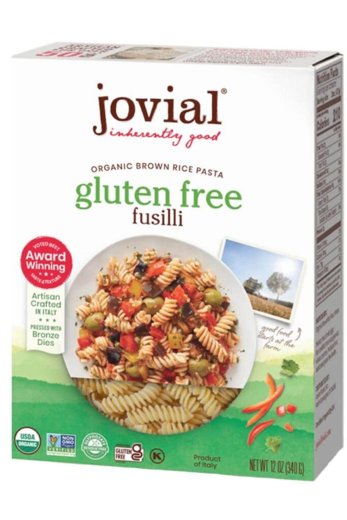 A box of Jovial brand pasta.