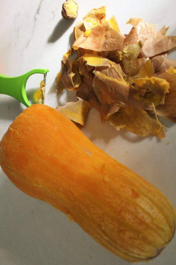 A cooked and peeled butternut squash.