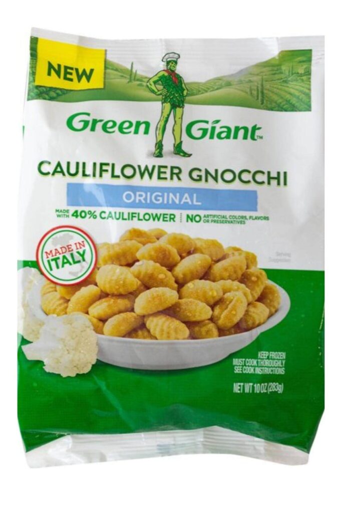 Vegan cauliflower gnocchi that comes frozen.