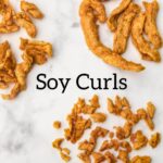 Bultler soy curls on a marble counter top.