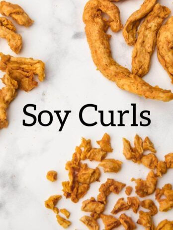 Bultler soy curls on a marble counter top.