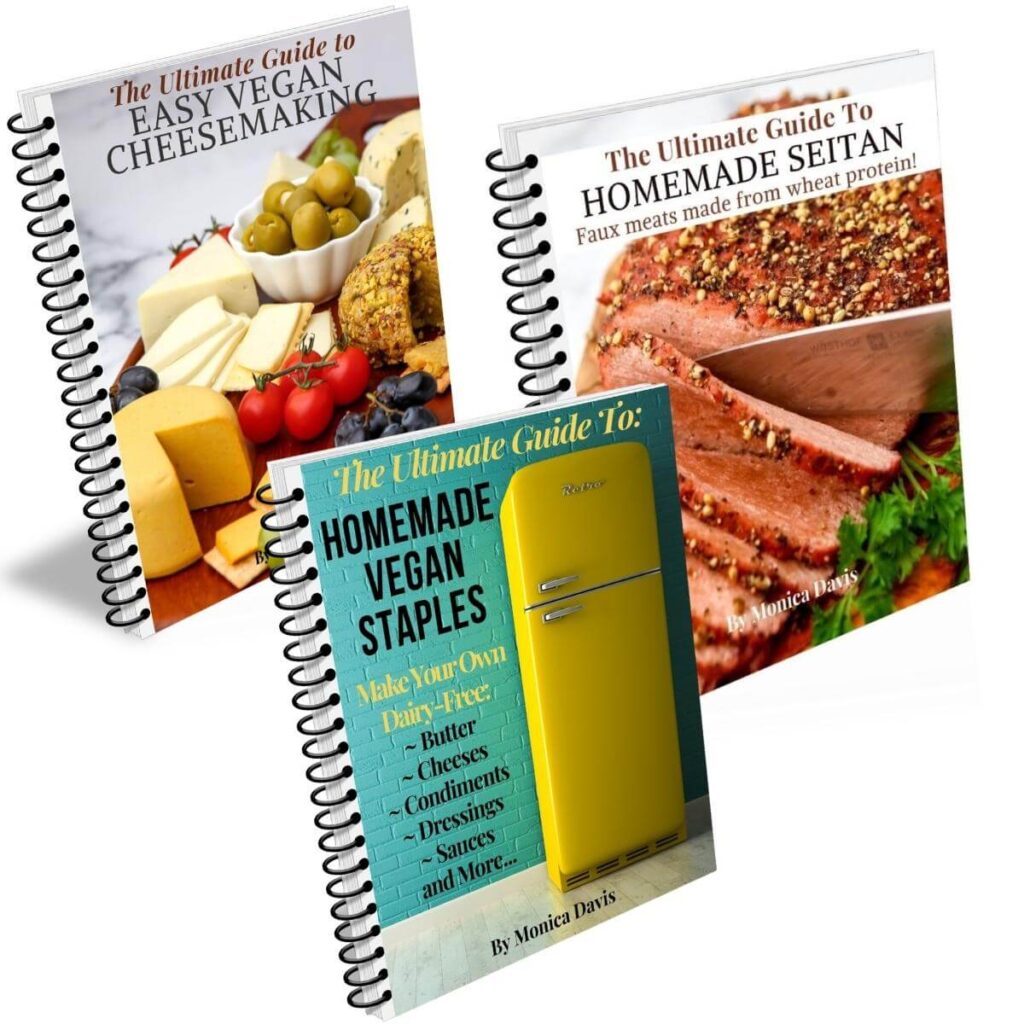 Image of 3 vegan cookbooks by Monica Davis from The Hidden Veggies.