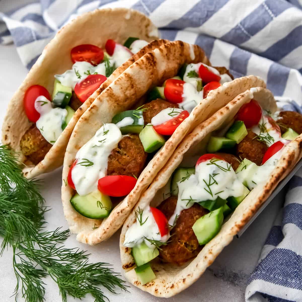 Falafel Gyros with Feta Tzatziki - Dishing Out Health