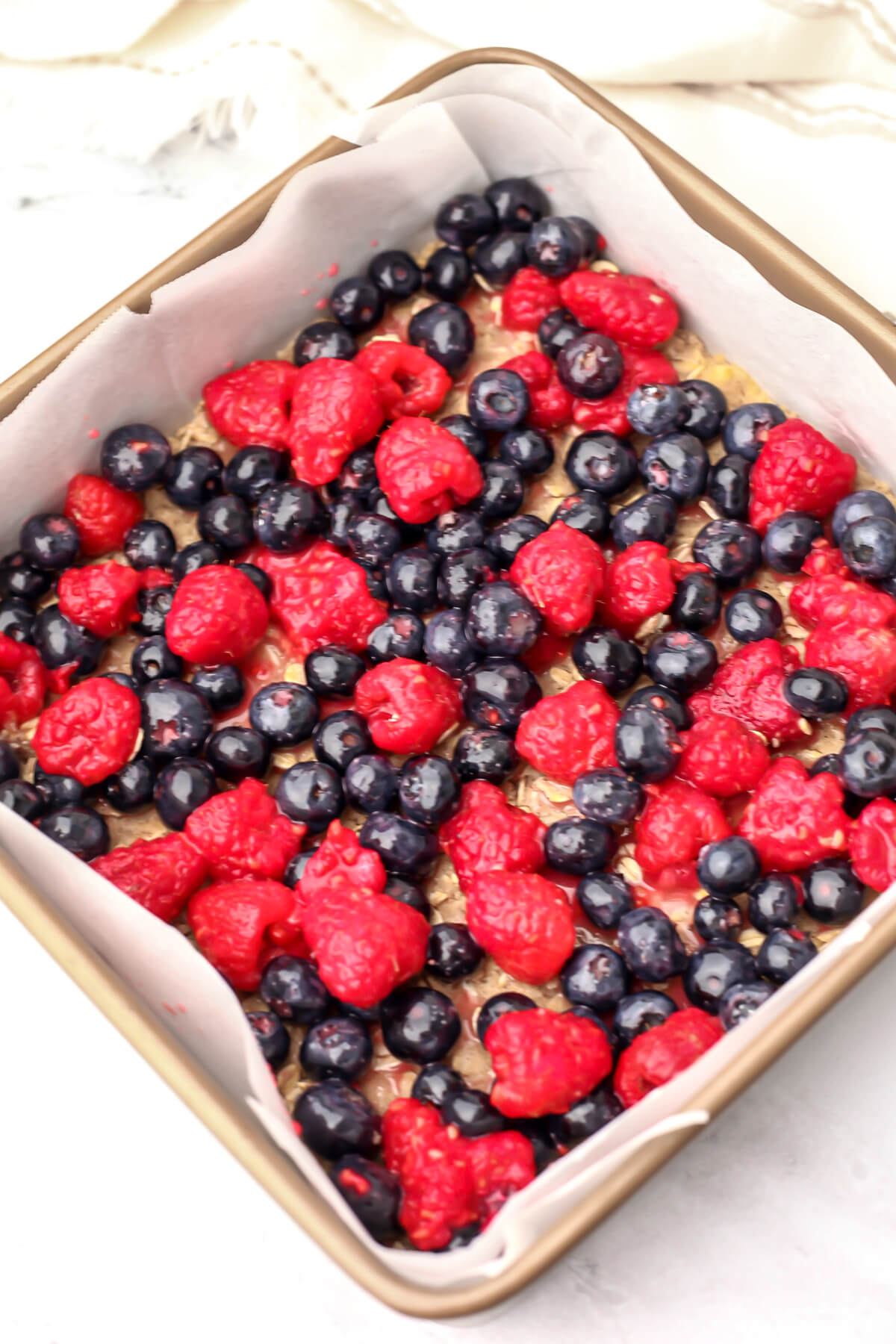 The berries added to the berry crumble mixture.