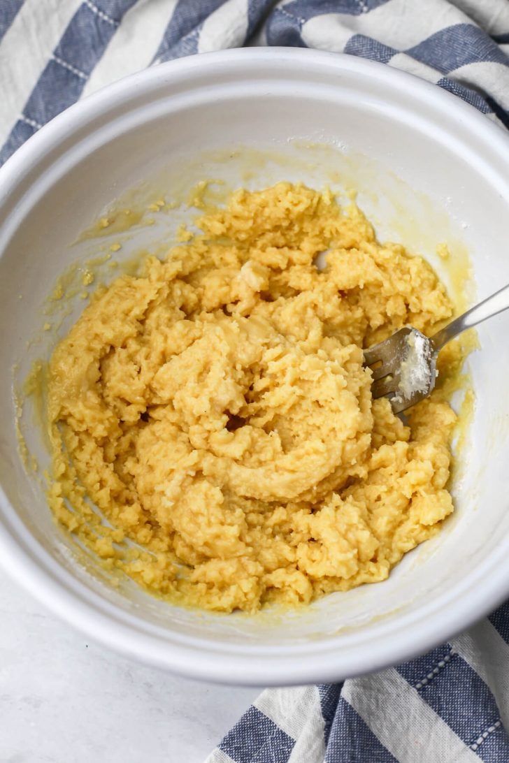 Cake mix with melted vegan butter stirred into it.