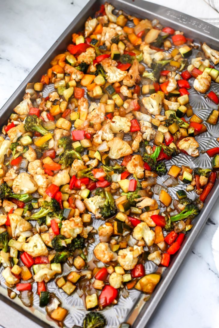The roasted vegetables with balsamic dressing.