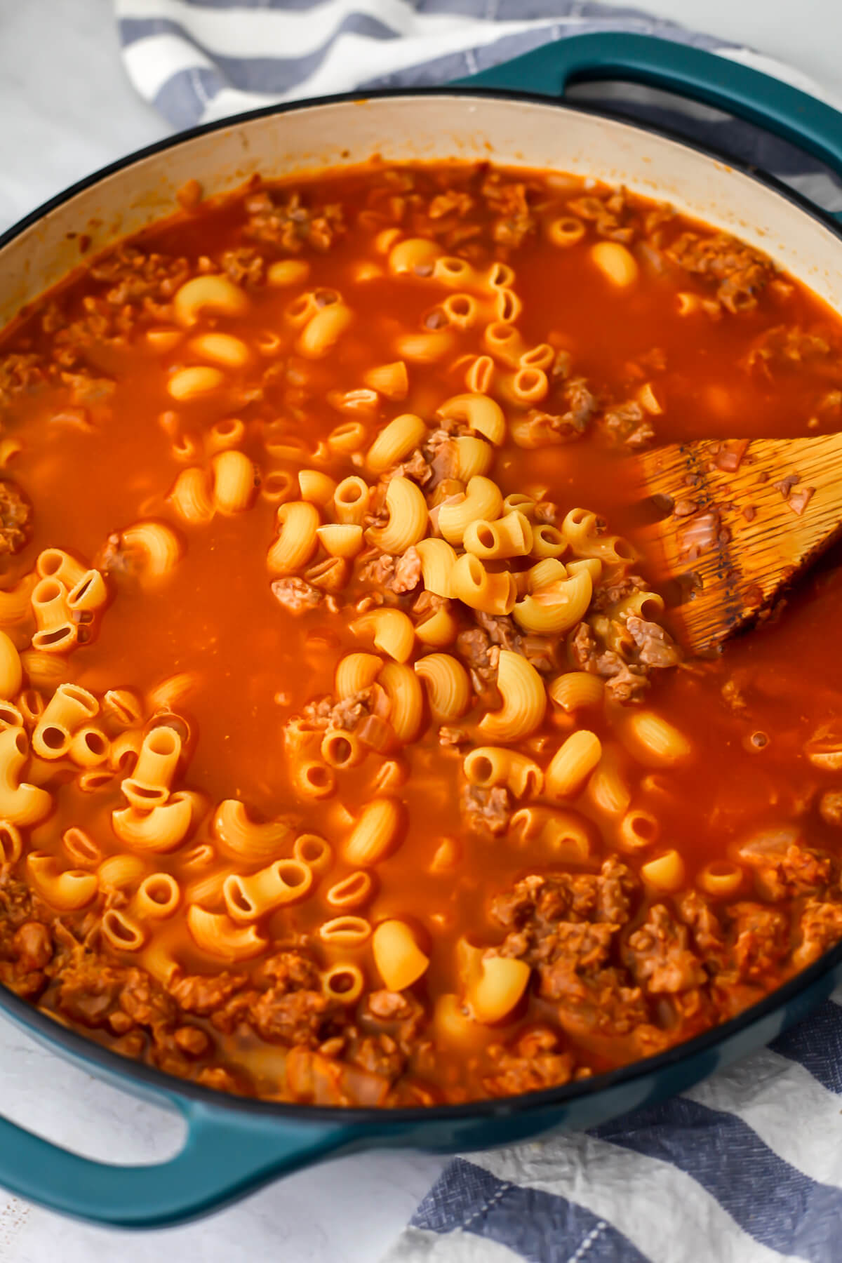 Macaroni added to the vegan burger mixture.