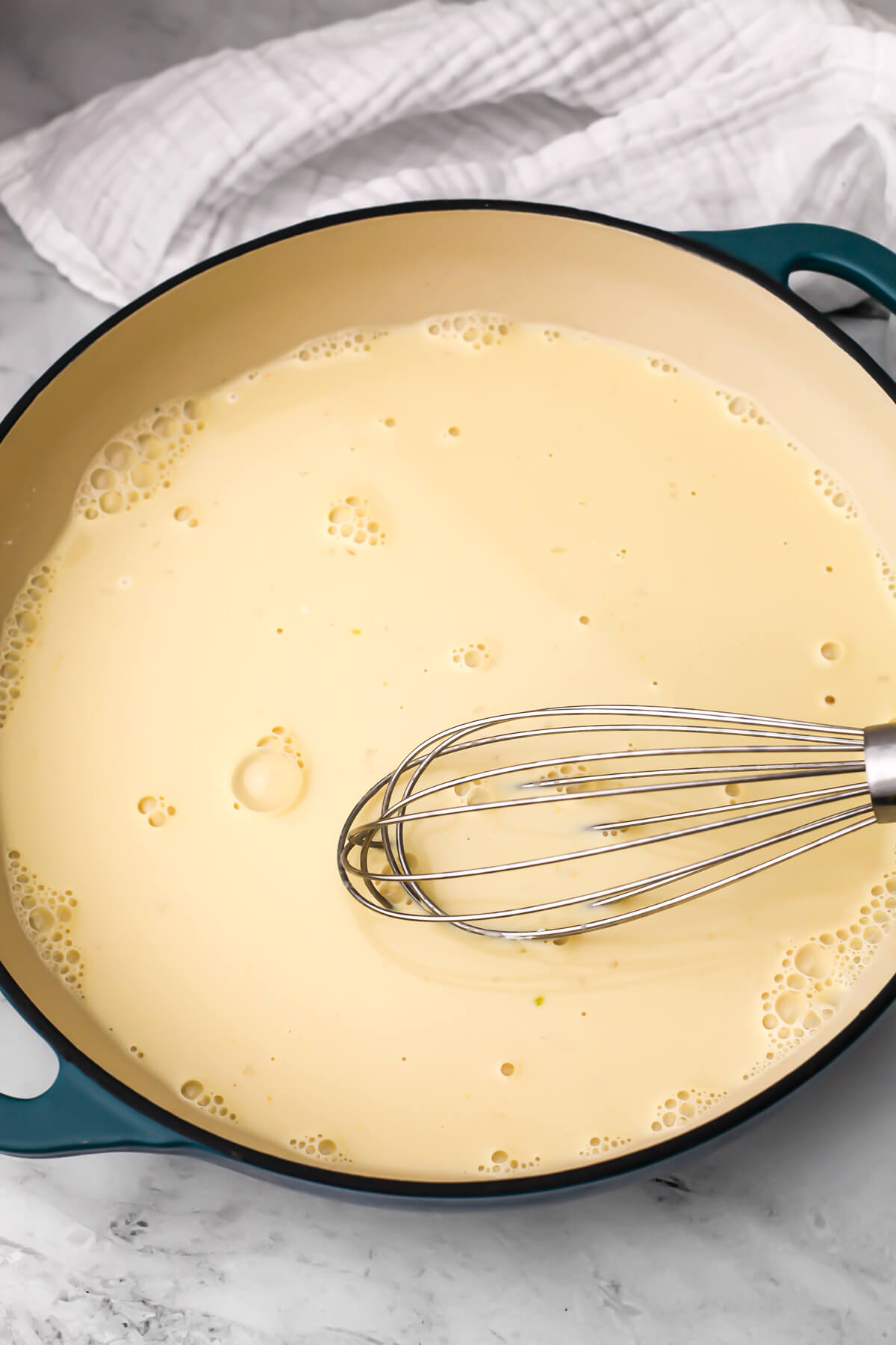 Oat milk alfredo before it has been cooked.